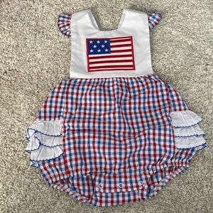 Classic Whimsy Red, white and blue summer baby girl bubble 9 month size